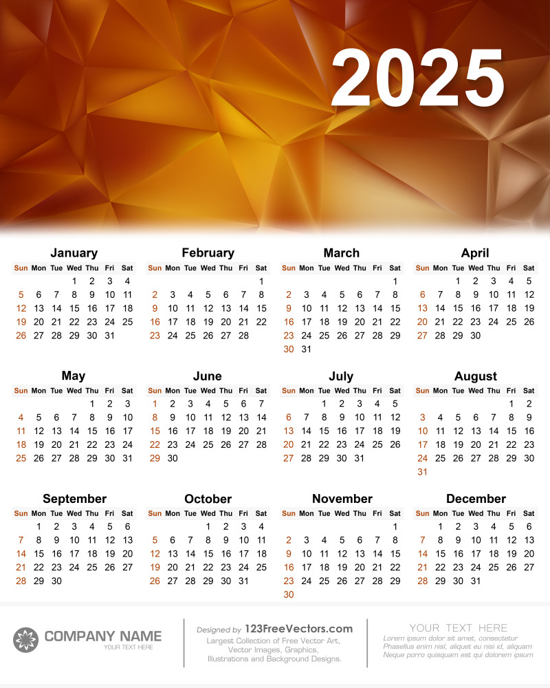 Calendar 2025 Vector