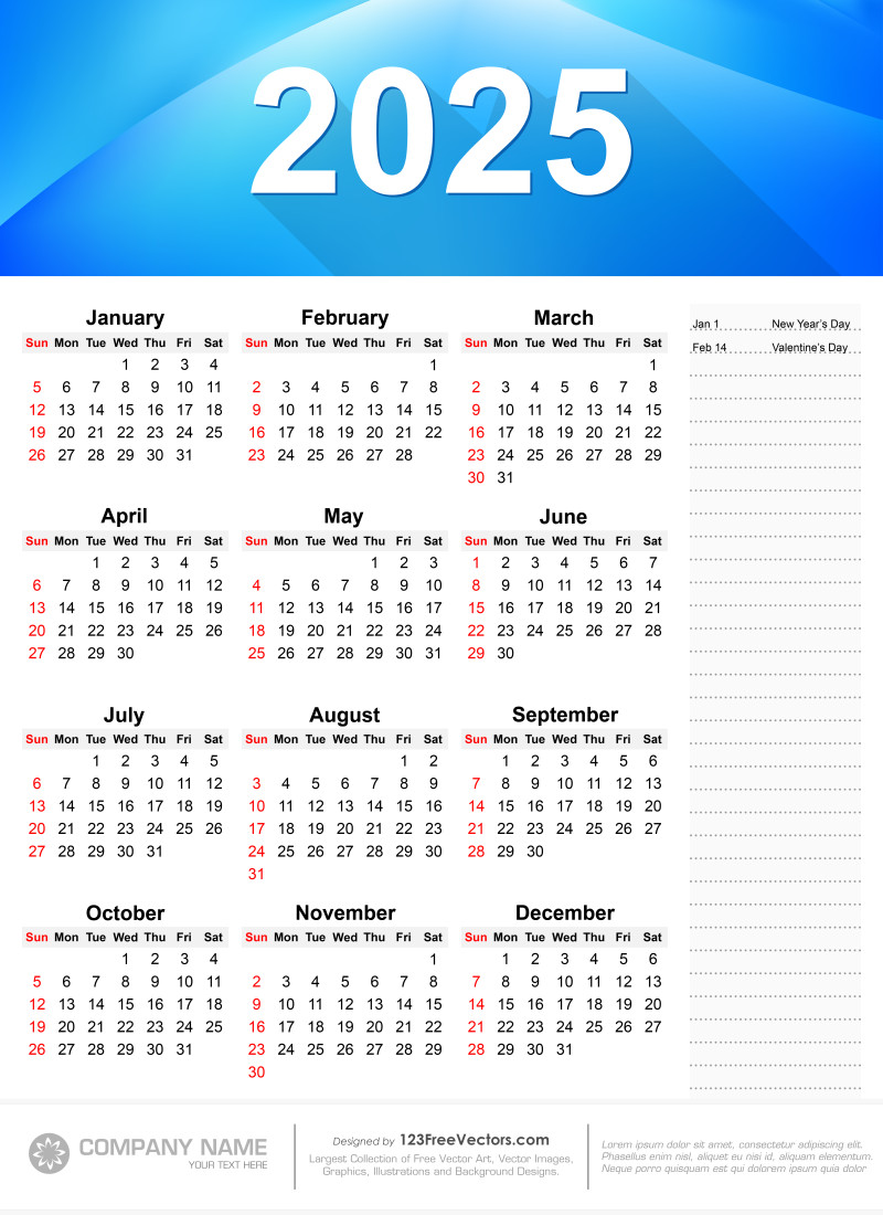 Free Download: 55 Colorful 2025 Calendar Designs in Vector & Pdf ...