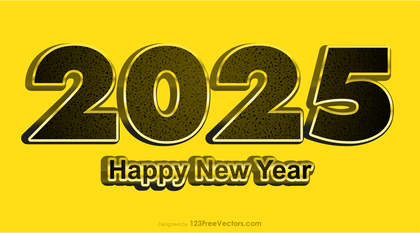 Happy New Year 2025 Yellow Background