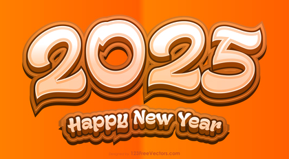 Happy New Year 2025 Orange Background