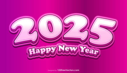 Happy New Year 2025 Pink Background