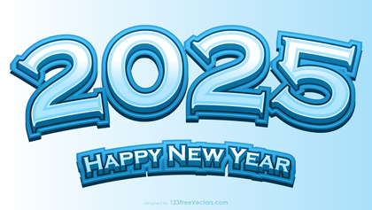 Happy New Year 2025 Blue Background
