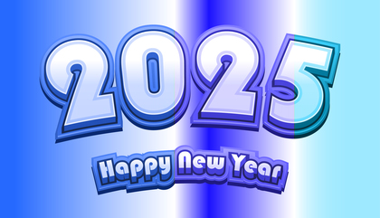 Happy New Year 2025 Blue Background Vector