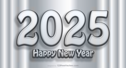 Happy New Year 2025 Silver Background