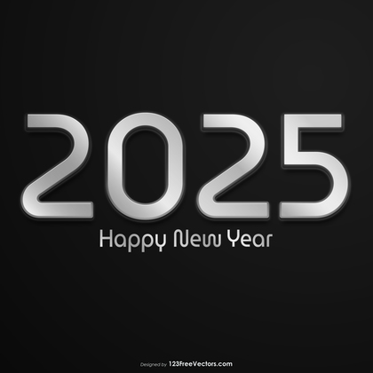 Happy New Year 2025 Black Background