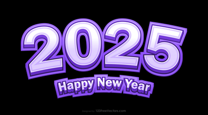 Happy New Year 2025 Purple and Black Background
