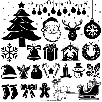 21 Christmas Silhouette Vector for Holiday Crafts