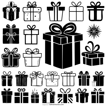 25 Gift Silhouette Designs: Free Vector Images for Christmas Creativity