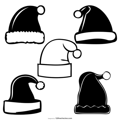 Santa Hat Silhouette Vector Graphics for Holiday Crafts