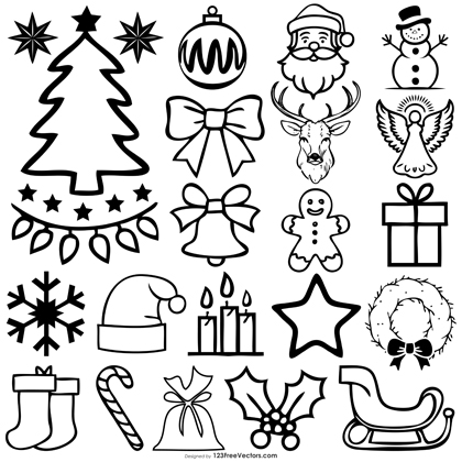 21 Christmas Outline Vector Images for Festive Holiday Decor