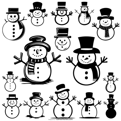 15 Snowman Silhouette Vector Resources for Christmas Decorations