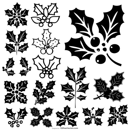 16 Holly Silhouette Designs for Festive Winter Decorations