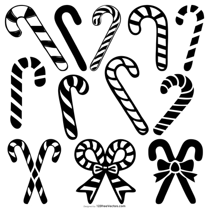 12 Candy Cane Silhouette Designs for Festive Winter Decorations