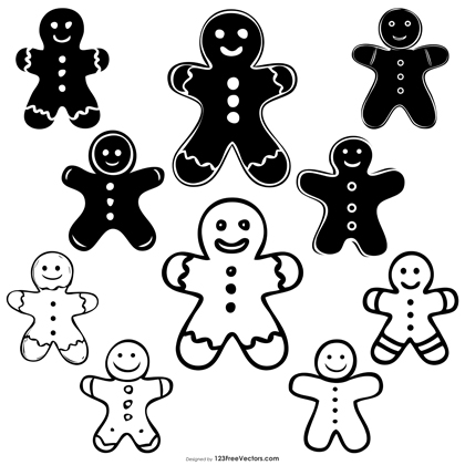10 Gingerbread Man Silhouette and Outline Designs: Free Vector Images for Festive Fun