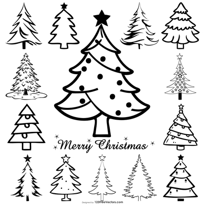 Christmas Tree Outline Vector Resource for Festive Designs