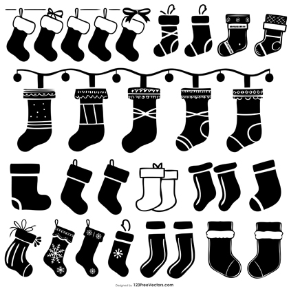 Stocking Silhouette Vector for Christmas Designs