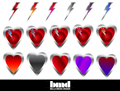 Free Vector Heart with a Lightning Bolt