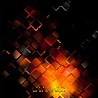 Abstract Black Orange Fire Geometric Square Background