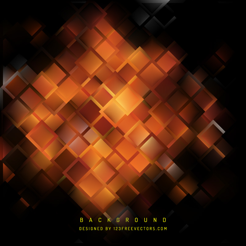 Abstract Black Orange Fire Square Background Design