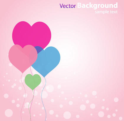 Abstract Love Background with Heart Shaped Balloons Vector Free