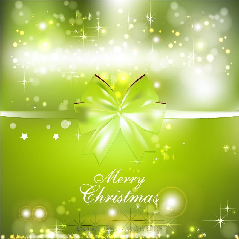 Green Christmas Bow Background Template