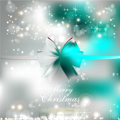 Gray Turquoise Christmas Background with Gift Bow