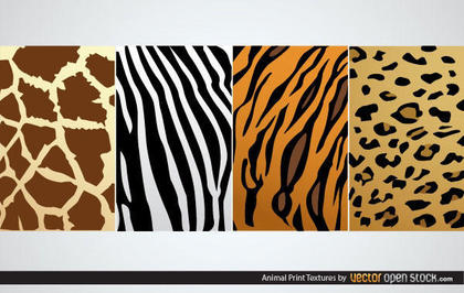Free Animal Print Textures:  Zebra, Tiger, Giraffe, Leopard Skin Texture Vector