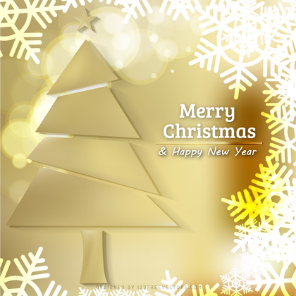 Gold Christmas Tree Background with Snowflakes
