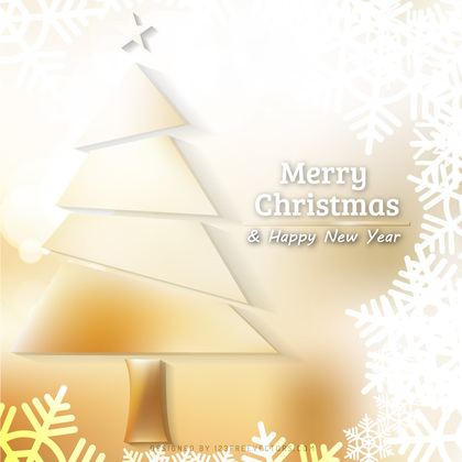 Light Gold Christmas Tree with Snowflakes Background