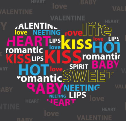 Valentine’s Day Heart Shaped Word Cloud Vector Free