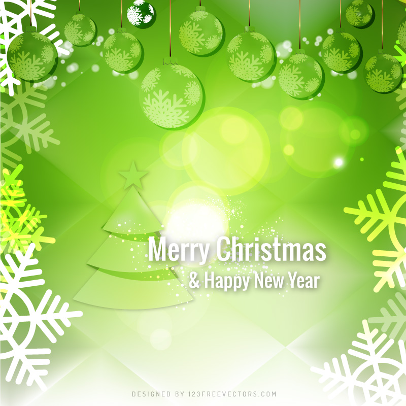 Merry Christmas and Happy New Year Green Background