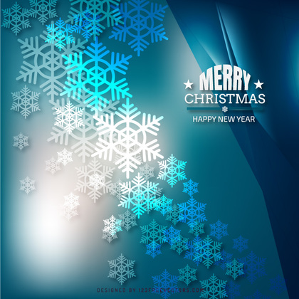 Merry Christmas Snowflakes Blue Background Graphics