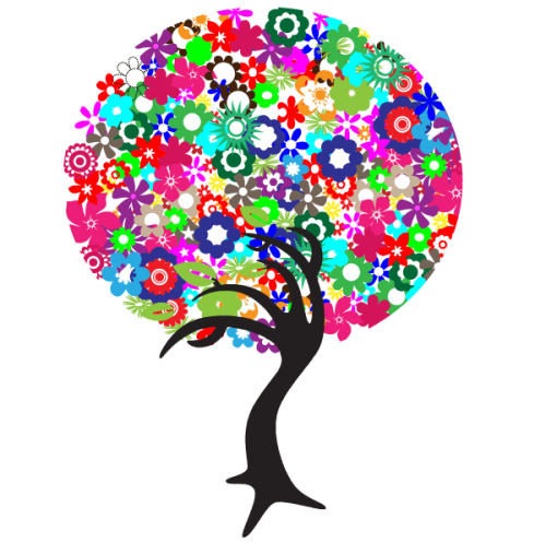 Free Colorful Flowers Tree Vector