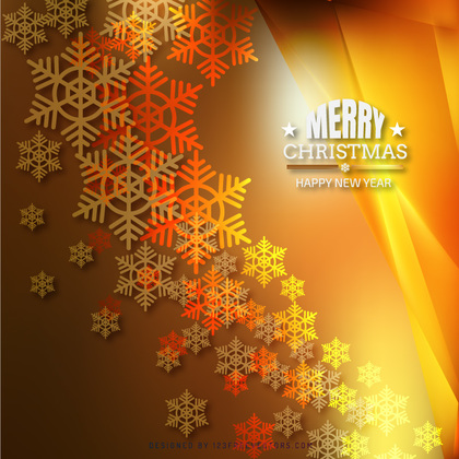 Merry Christmas Snowflakes Orange Background Template