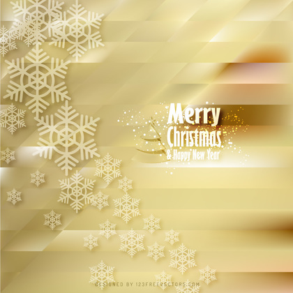 Merry Christmas Snowflakes Gold Background