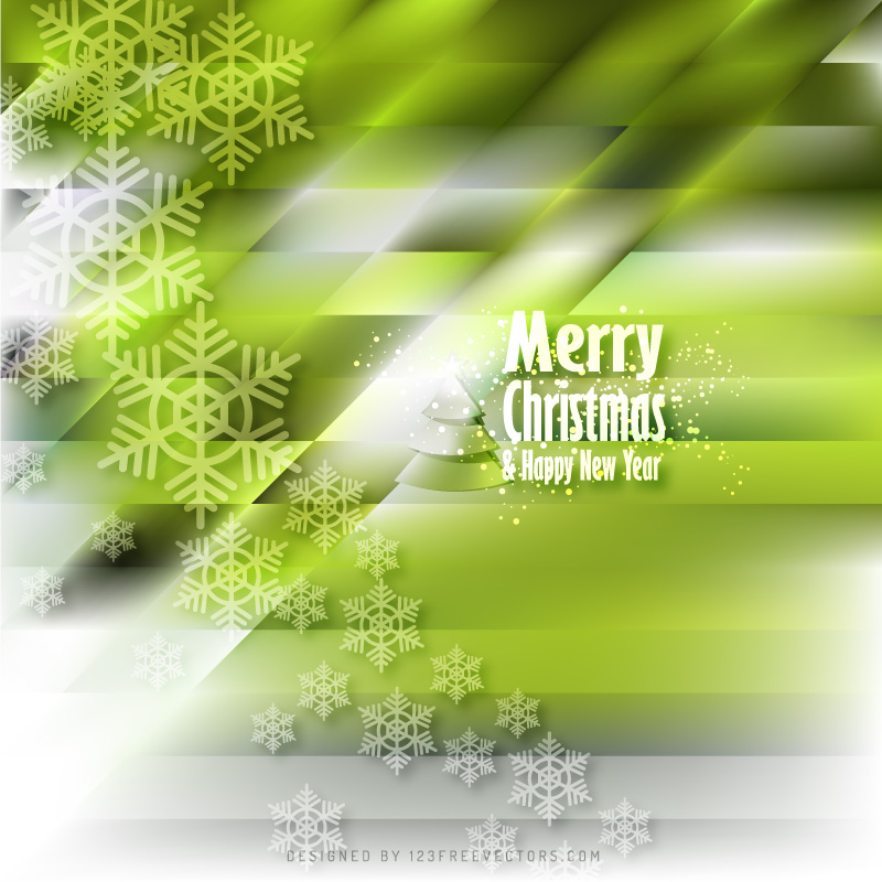 Merry Christmas Snowflakes White Green Background Design