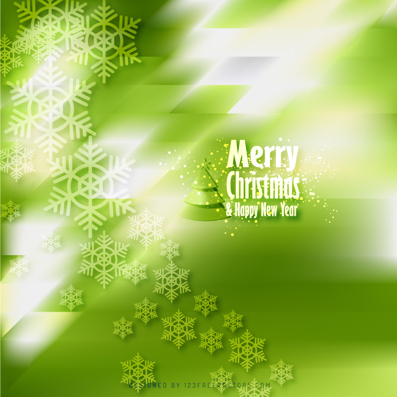 Merry Christmas Snowflakes Green Background Template