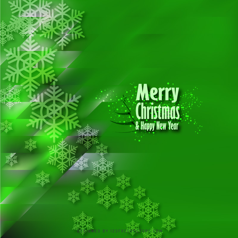 Green Christmas Snowflakes Background Template