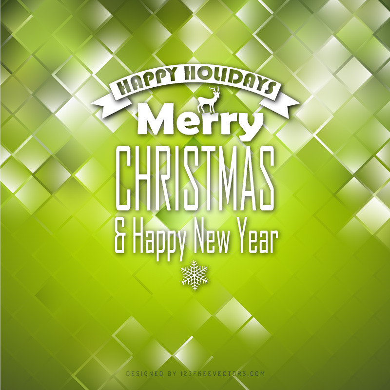 Merry Christmas and Happy New Year Green Background