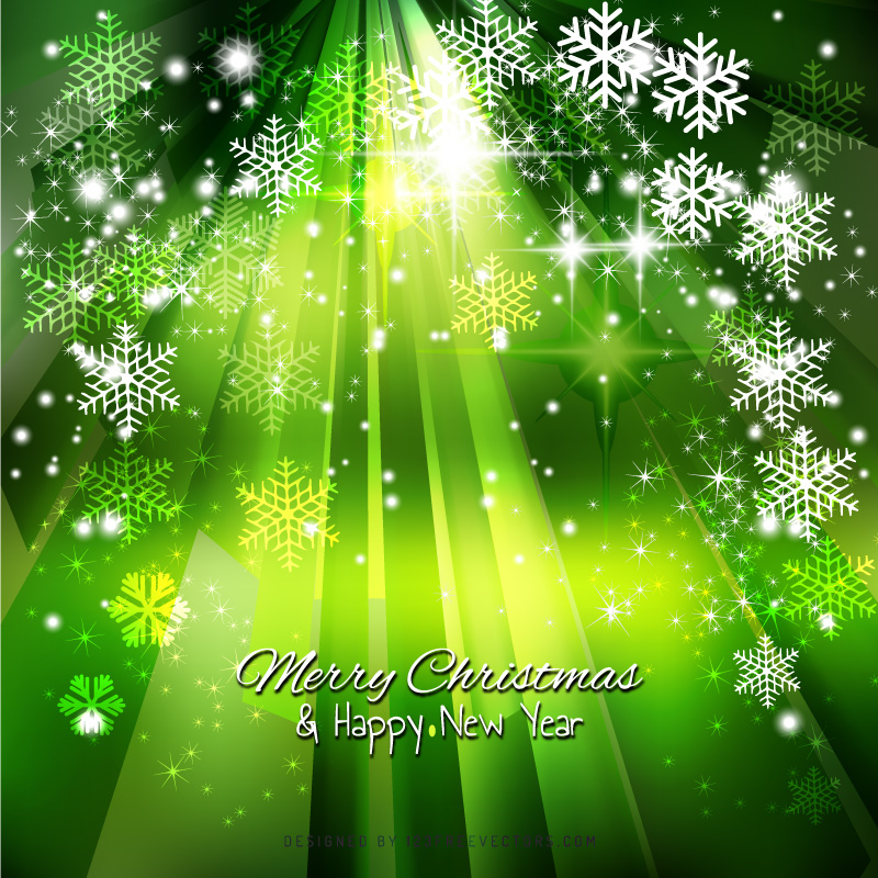 Green Sparkles Christmas Snowflake Background