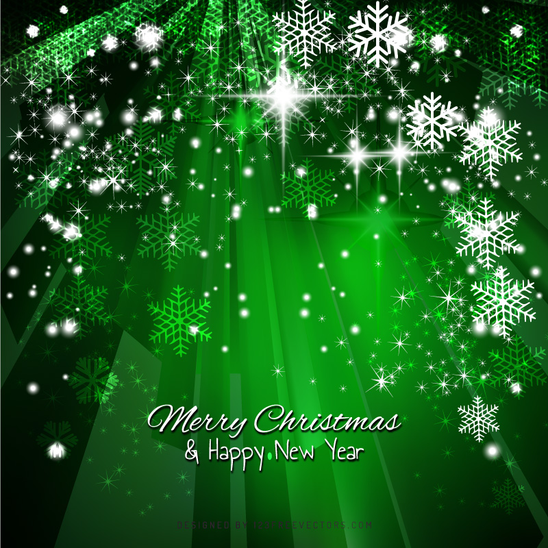 Green Sparkles Christmas Snowflake Background Graphics