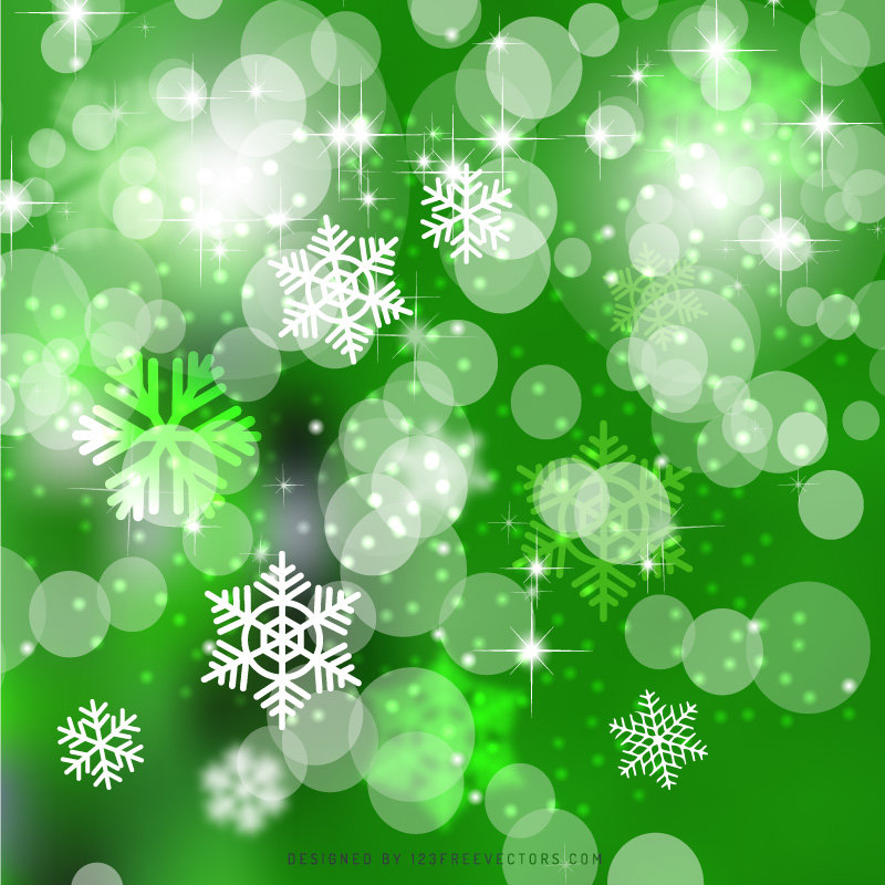 Green Christmas Bokeh Lights Background Template