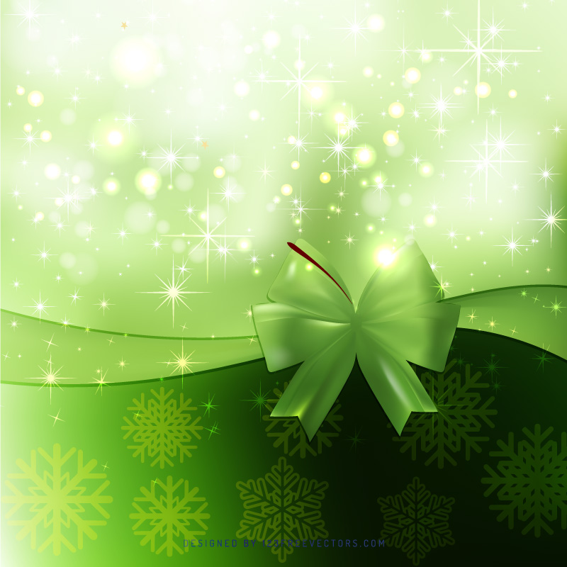 Green Christmas Background with Gift Bow