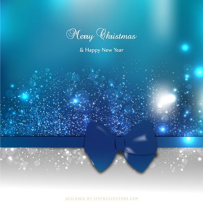 Blue Christmas Greeting Card Bow Background Image