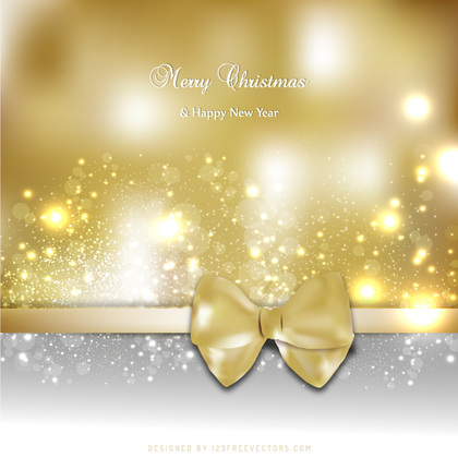 Gold Christmas Greeting Card Bow Background Image