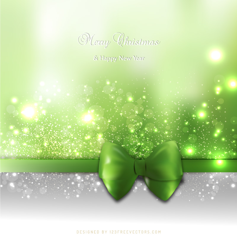 Green Christmas Greeting Card Background with Bow