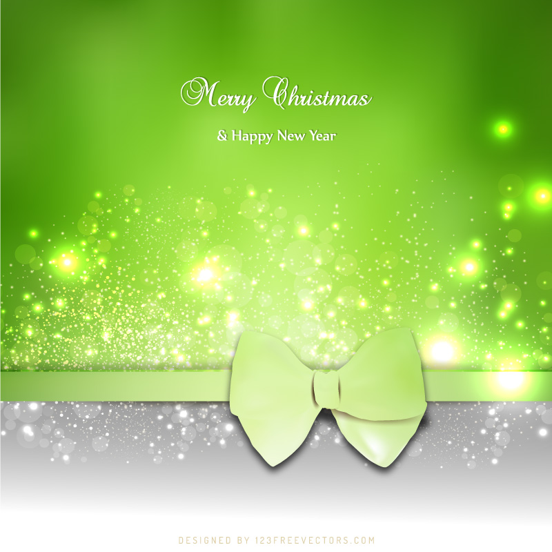 Green Christmas Card Background Template with Bow
