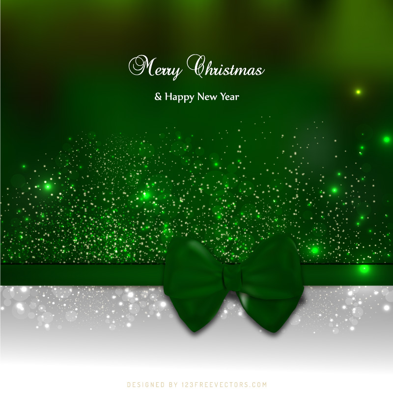 Green Christmas Greeting Card Bow Background Design