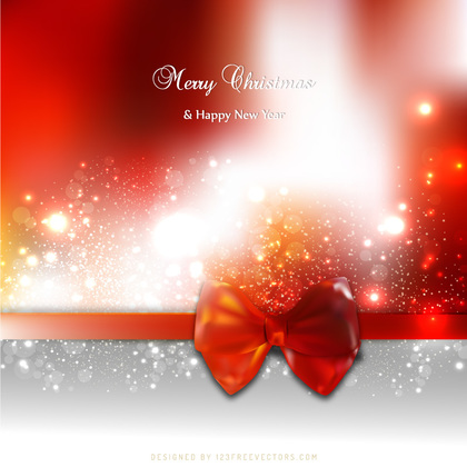 Red White Holiday Greeting Card Background with Bow