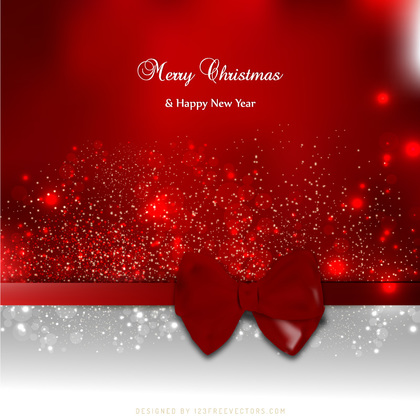 Red Christmas Greeting Card Bow Background Template